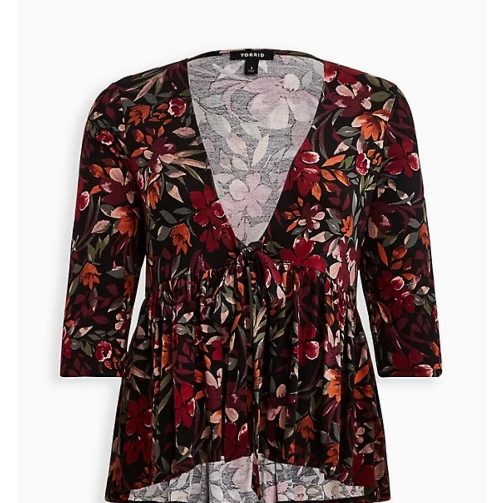 Floral knit babydoll jacket